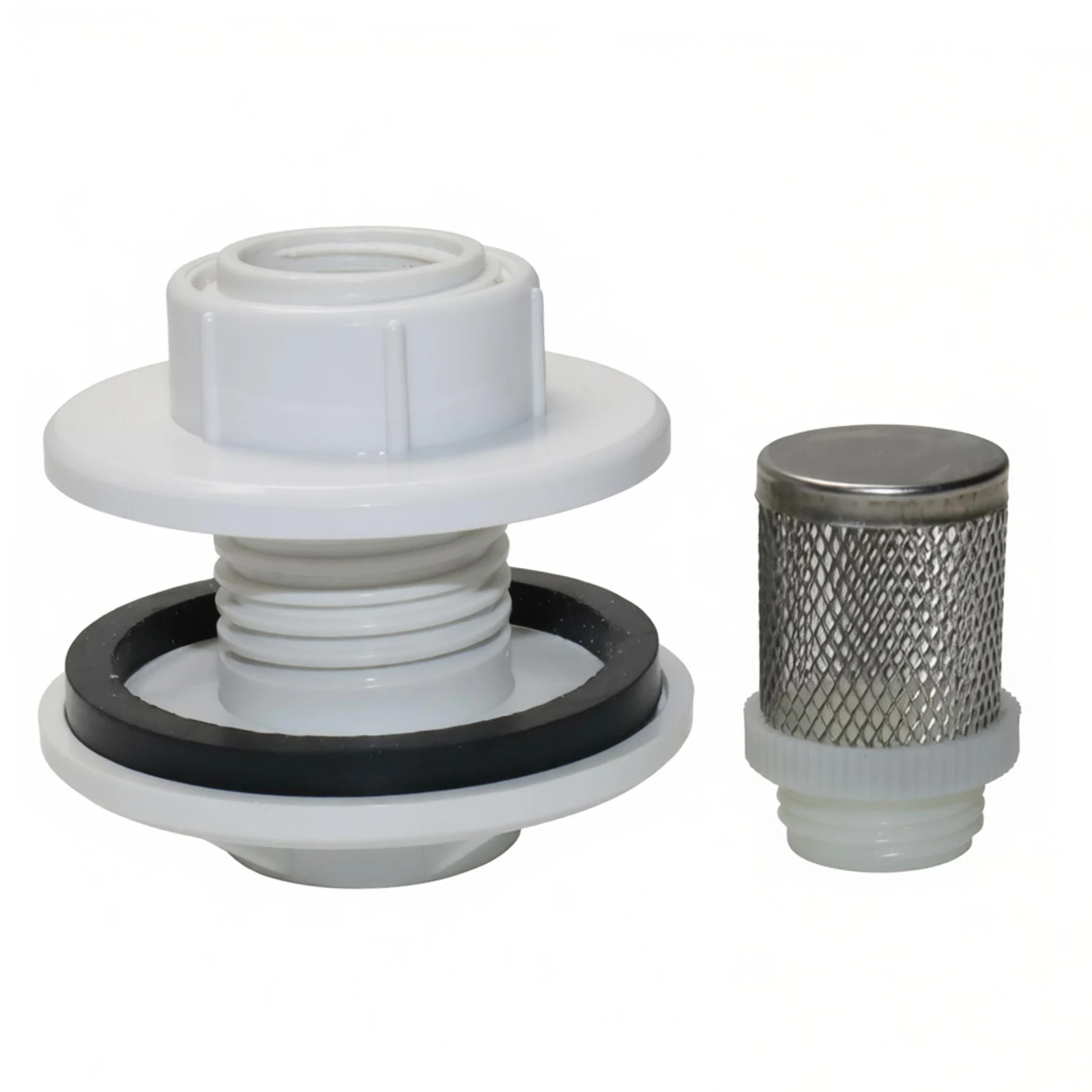 

﻿ ﻿ Комплект из 2 шт.: Автоматический фильтр-сетка из нержавеющей стали для садового полива, адаптер-фланец для бака IBC, сбор дождевой воды, капельное орошение