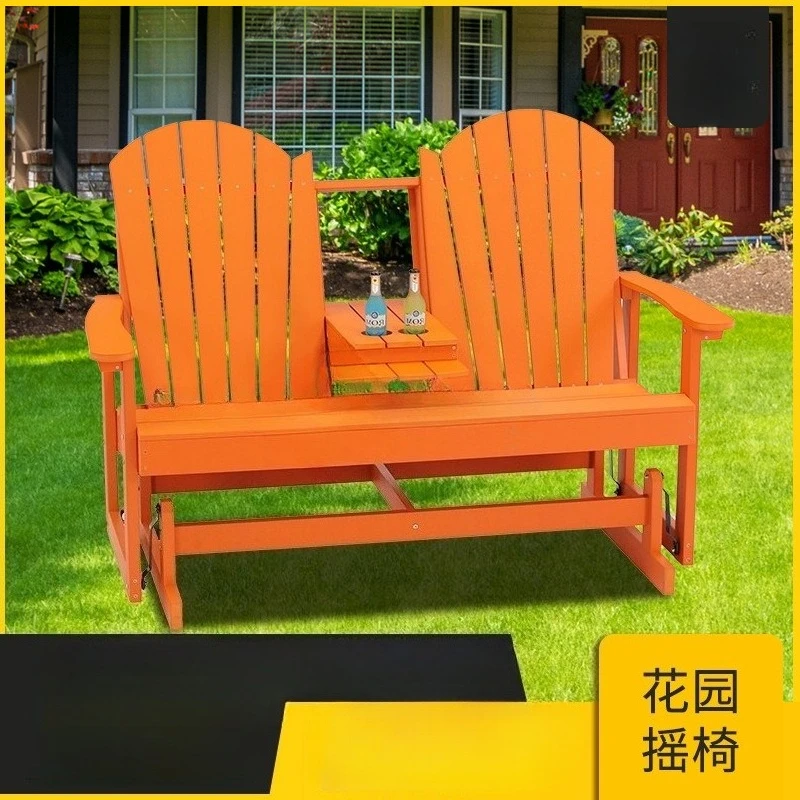 

Outdoor CourtyardRocking Chair Anti-corrosion Sun Protection Three-person Park Chair American Outdoor Leisure Furniture