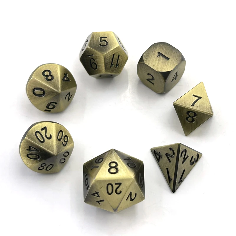 7PCS Metal Polyhedral Dices Set High Quality Multicolour Mold Role Playing Digital Board Table Game Gold Plated Toy for Adult