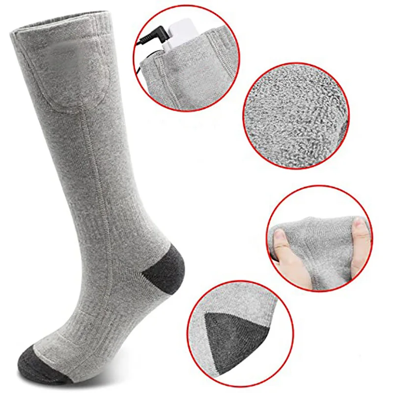 3-Setting Rechargeable Thermal Heated Socks Ideal for Winter Skiing