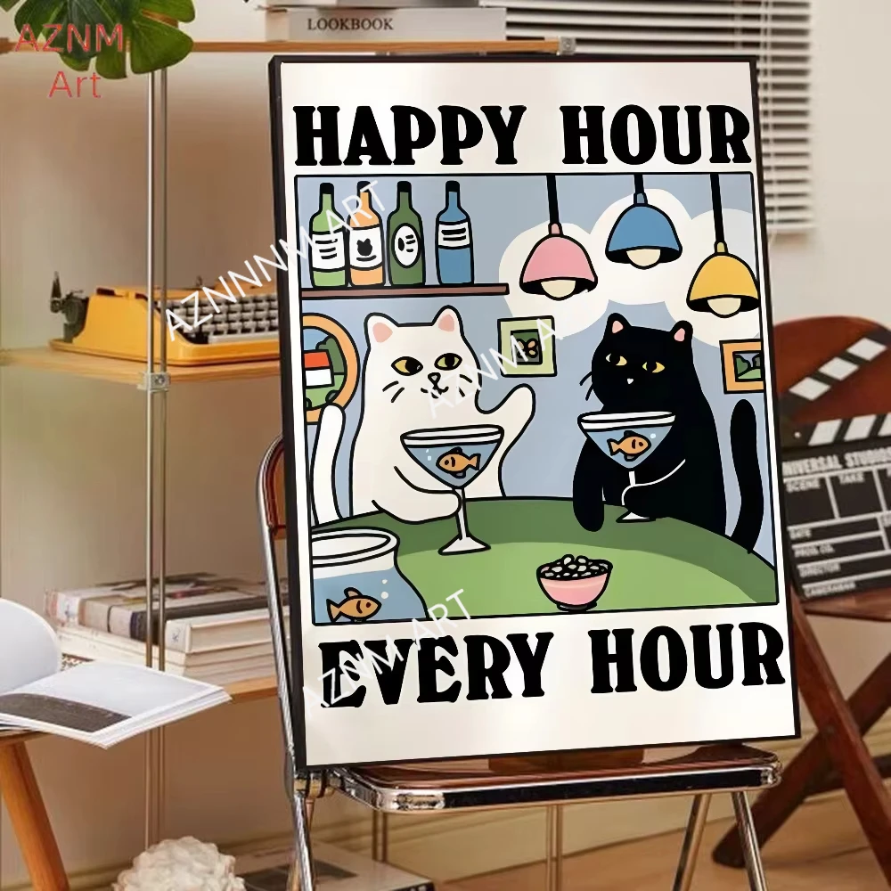 1PC Wash Your Paws Cat Poster Poster Paper Print Home Living Room Bedroom Entrance Bar Cafe Art Painting Decoration