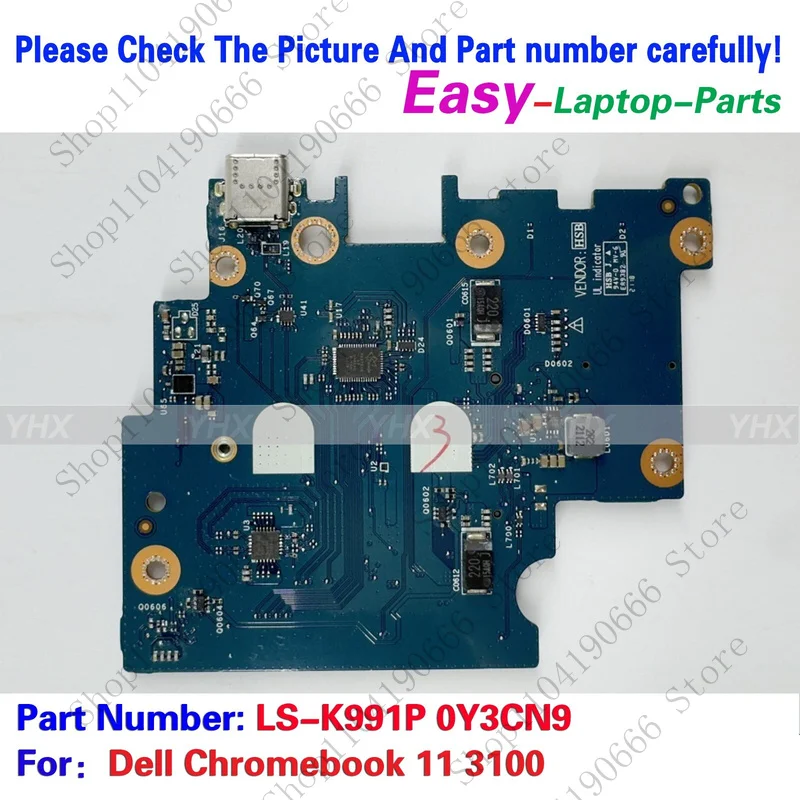 

GYX New For Dell Chromebook 11 3100 Right-Side USB Ports IO Board LS-K991P 0Y3CN9.