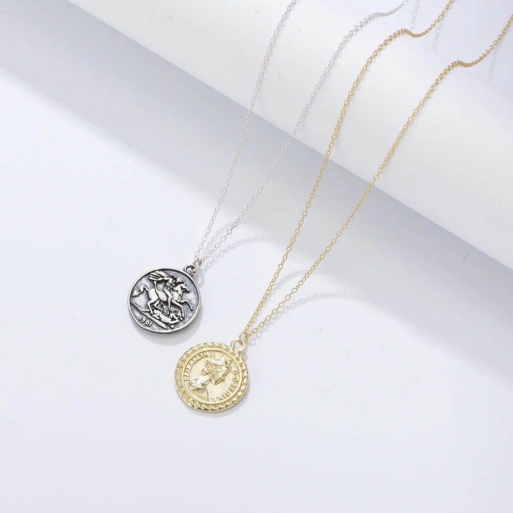 

European Versatile 925 Silver Necklace, Double Ring Rhombus, Zircon-Embedded INS Cool Tone Collarbone Chain for Women