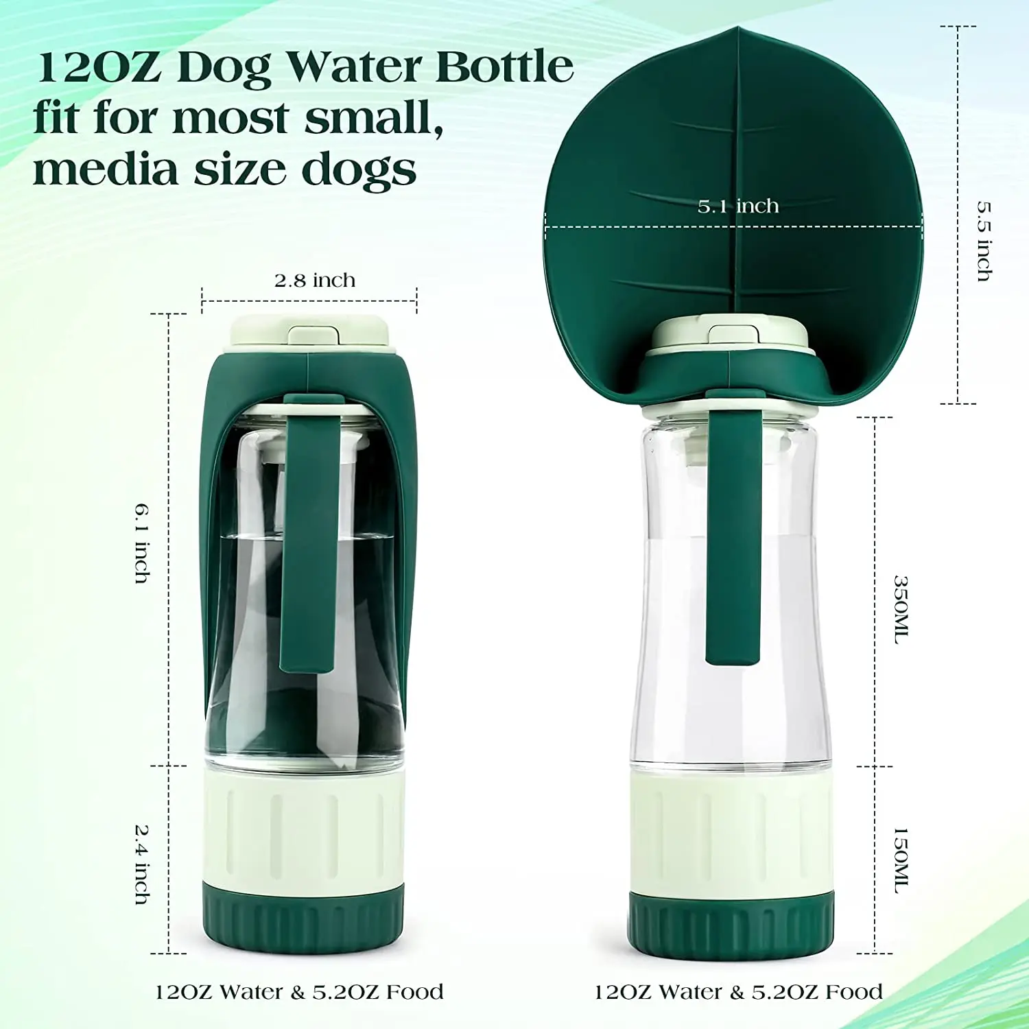 

2 in 1 Portable Pet Dog Water Bottle with Food Container