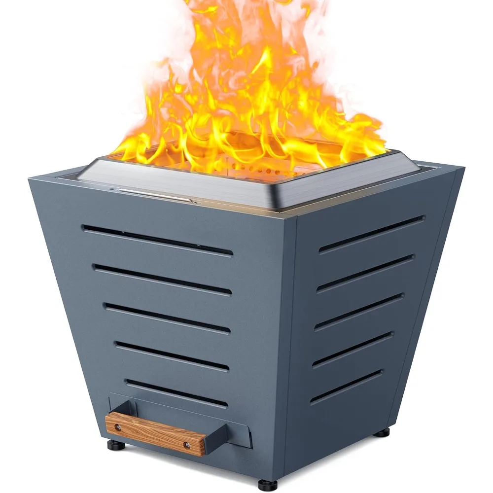 

20 Inch Smokeless Fire Pit Stainless Steel Wood Burning Fireplace Portable Outdoor Fire Pit Patio Smokeless Firepit with Pull-Ou