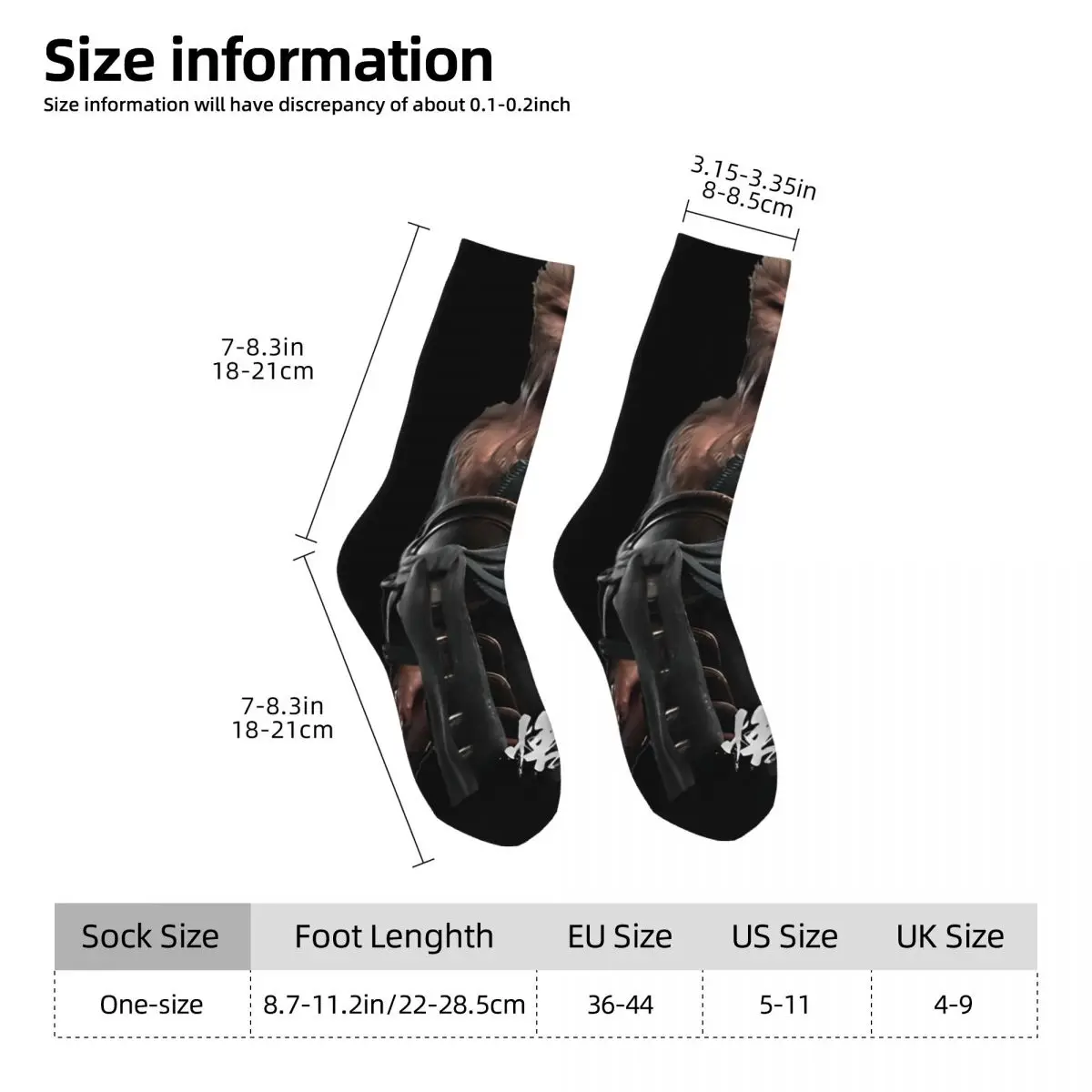 Calcetines negros Myth Wukong para hombre, medias góticas, antideslizantes, Unisex, patrón de calidad, para exteriores, otoño