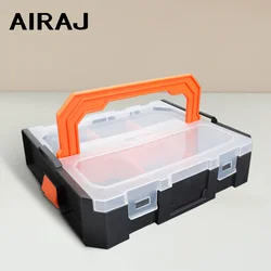 Airaj-多機能ツールボックス,取り外し可能,積み重ね可能,電動工具用,蓋付き,収納ボックス,プラスチックボックス,2/3個セット