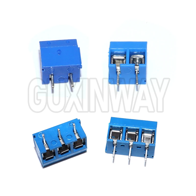 5-20Pcs KF301-2P KF301-3P 5mm PCB Screw Terminal Block KF301 2 Pin 3 Pin Wire Connector Straight Needle Blue