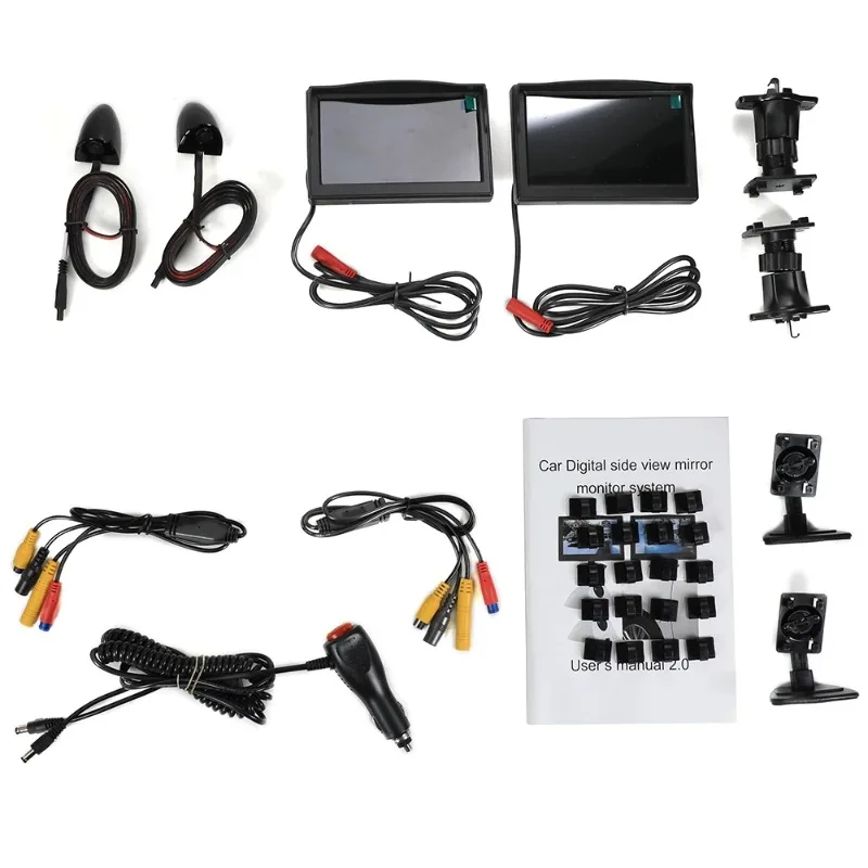 5‑Inch HD AHD Vehicle Blind Spot Monitoring System Left‑Right Side View Visual Assistance Driving Safety Device