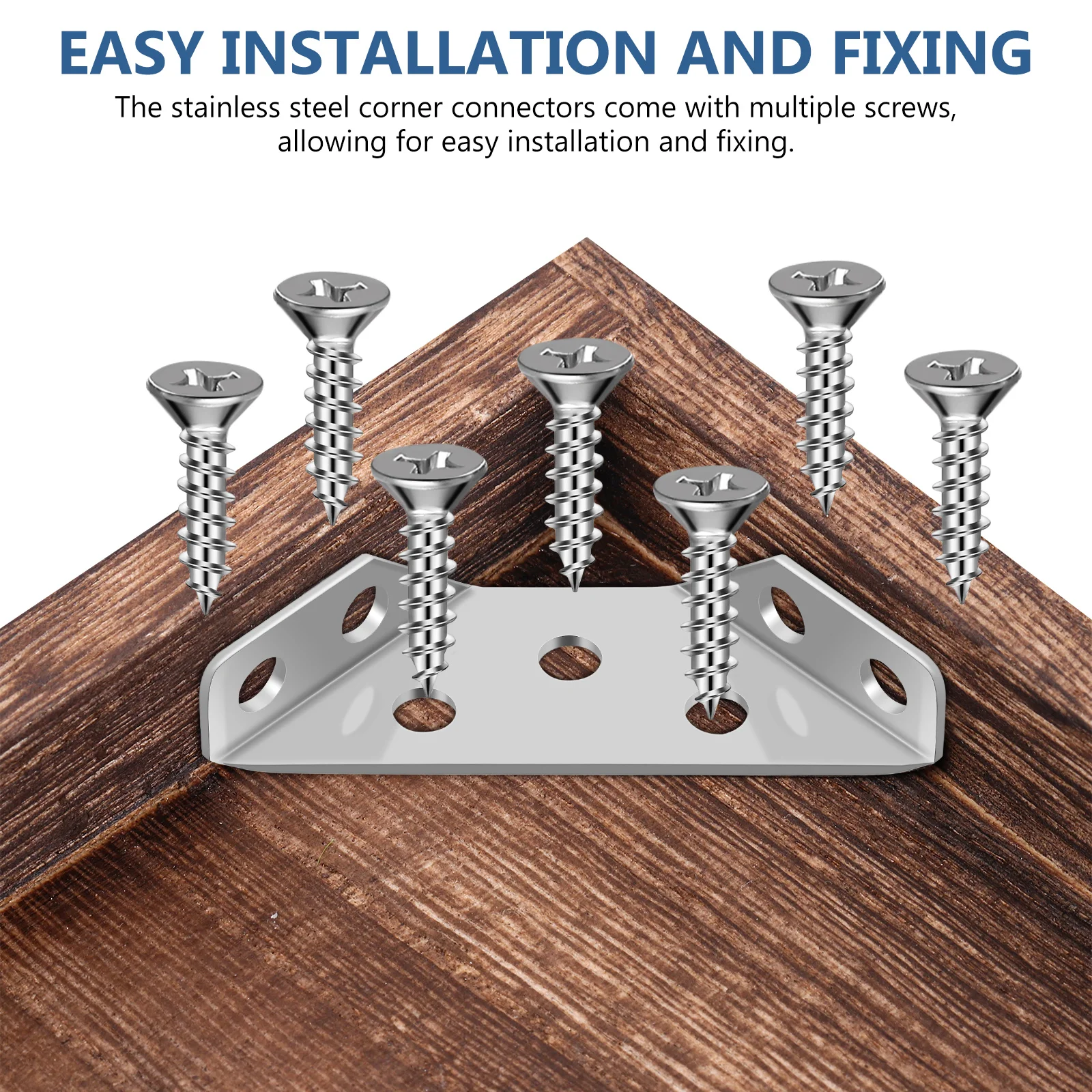 

20 pcs Corner Brackets Stainless Steel Furniture Connector Wood Angle Bracket Support Fixing Cabinet Trapezoid Brace Hardware