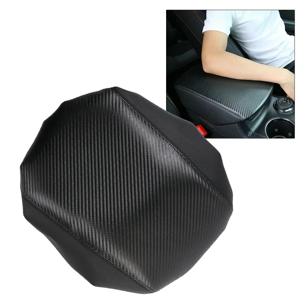 Carbon Armrest Cover Cover Faux Leather Armrest Black For Ford Explorer 2011-19 Grain Parts Replacement Accessory