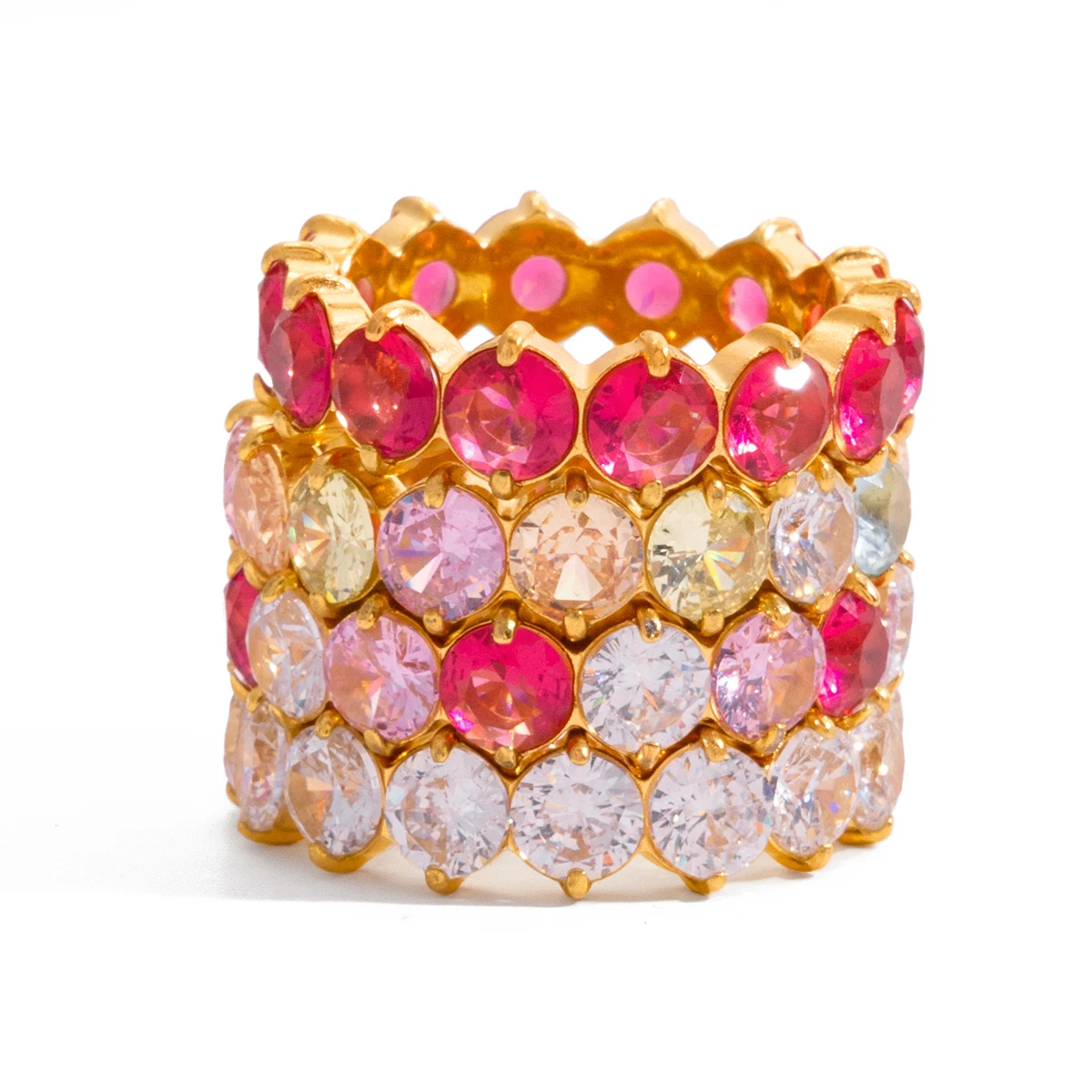 Youthway متعدد الألوان الزركون خواتم للنساء الحد الأدنى 18K مطلية بالذهب الفولاذ المقاوم للصدأ خواتم بسيطة مجوهرات الأزياء الفتيات هدية