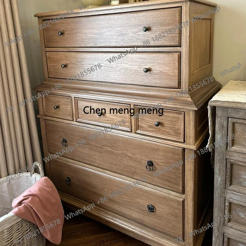 American Style Seven-Drawer Bedroom Multi-Functional Storage High Chest French Retro Storage Cabinet