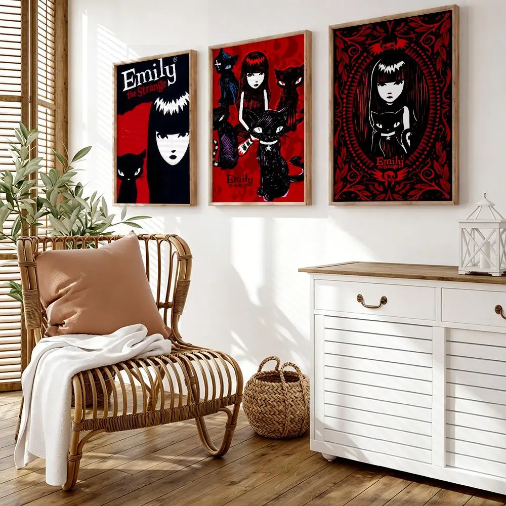 Anime E-Emily the S-Strange Comic book Poster Wall Stickers Painting Self Adhesive Art Decals for Bedroom Living Room Home Decor