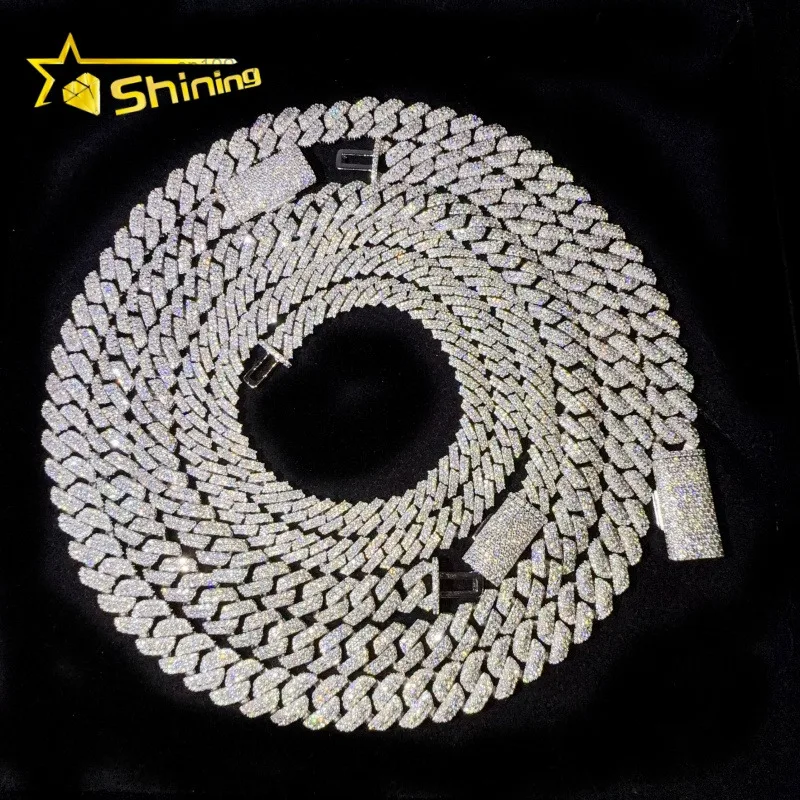 Selling Hot 8mm 10mm Moissanite Cuban Link Chain Collection Hip Hop Men Iced Out 925 Silver Moissanite Chain GRA Certificated.