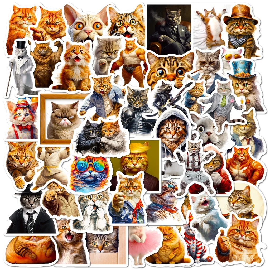 50PCS Lustige MEME Katzen Wasserdichte Graffiti Aufkleber Für Gepäck Telefon Fall Laptop Notebook Aufkleber