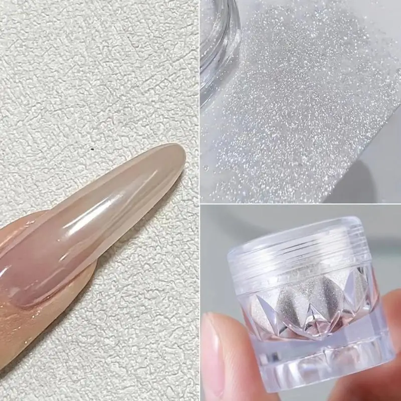 Aurora Pearl Nails Glitter Dust Chrome Moonlight White Rubbing on Powder Shell Mirror Pigment 1 Jar Nail Art Supplies Decoration