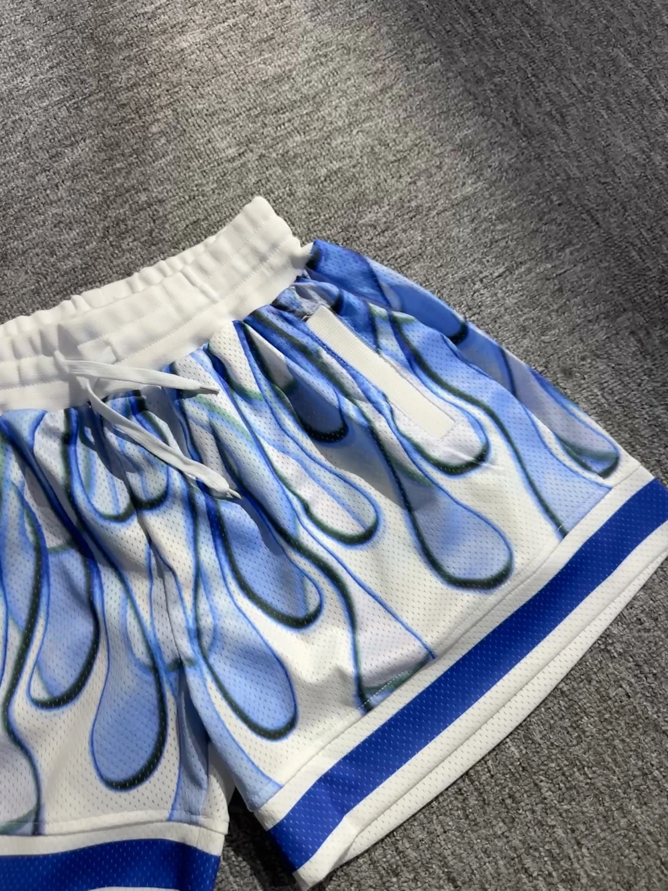 

American Blue Flame Theme Men's Summer Casual Loose Fitn Baskeall orts Knee-Length Spor Straight Leg Elastic Waist