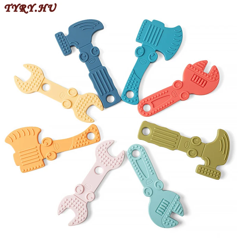 TYRY.HU 4pcs New Baby Silicone Teether BPA-Free Wrench Tools Baby Necklace Pendant Silicone Teether Baby Teeth Care Chewing Toy