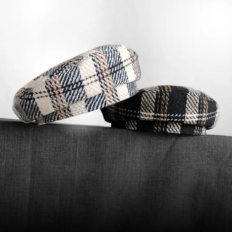 women-british-retro-plaid-painter-beret-elegant-solid-brimless-hat-versatile-head-wrap-cap-for-spring-autumn