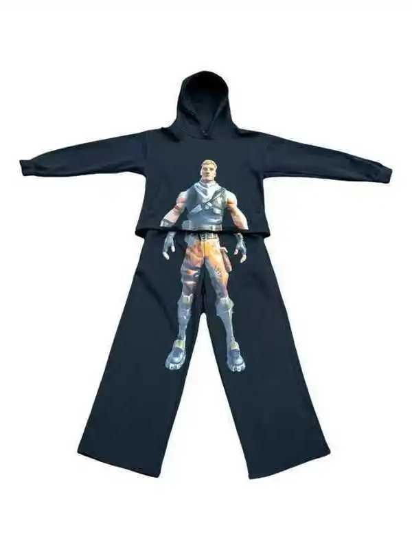 

Faionable самурайский комплект с капюшоном с принтом, мужской повседневный длинный свитшот Sve, осенне-зимний молодежный комплект из полиэфирного волокна