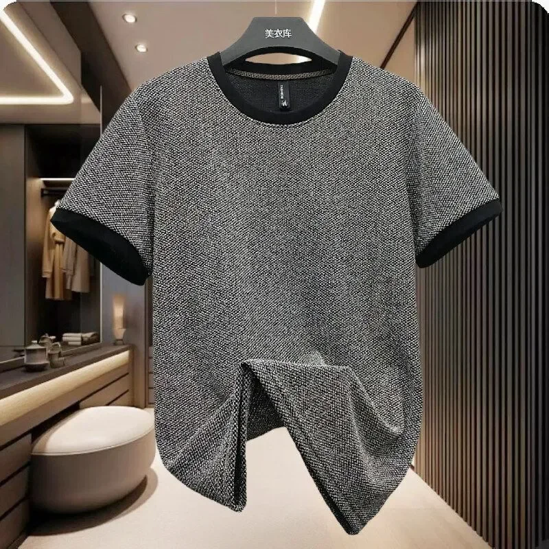 New Korean Summer Hollow Thin All Match Short Sleeve Round Neck T-shirt Half Sleeve Men's Loose Fashion Top