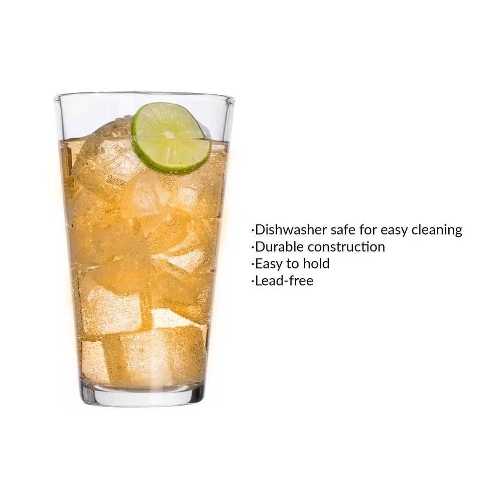 4-Pack Clear 16oz Everyday Pint Glasses 5