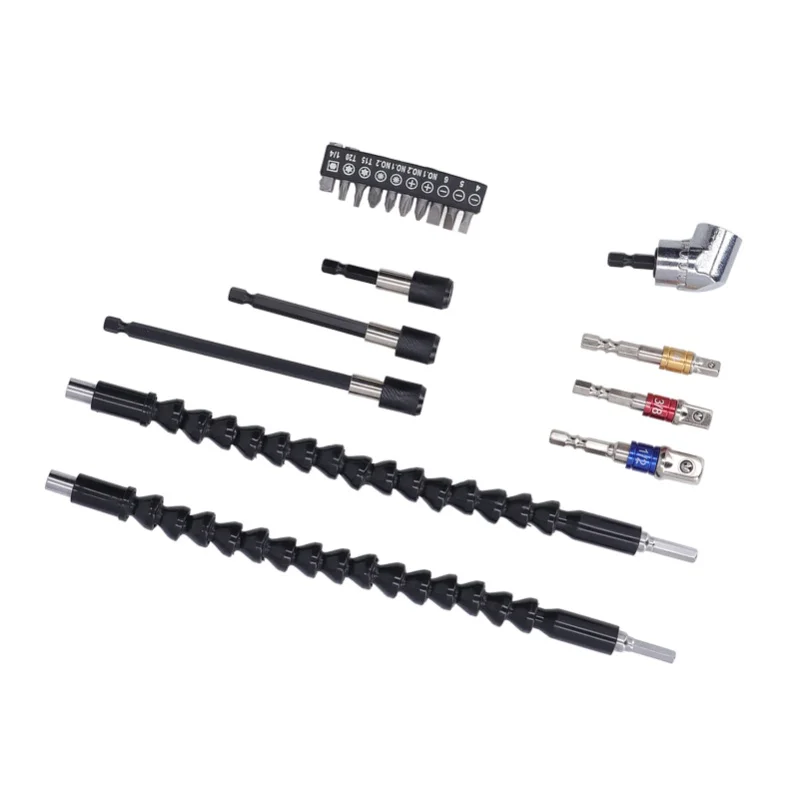 

Drill Bit Extension Set Flexible 105 Degree Drill Bit Extensions Universal Socket Adapter Screwdriver Head Holder Kit