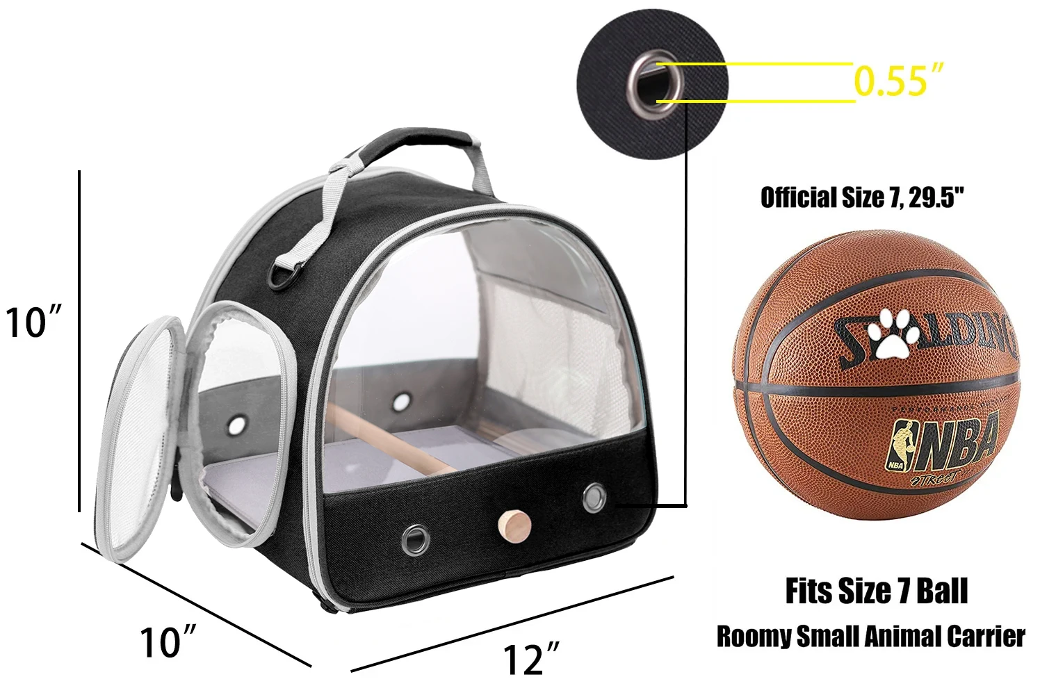 Bird Travel Carrier, Portable Small Bird Parrot Parakeet Carrier with Standing Perch and Soft Mat, Side Access Window Collapsibl