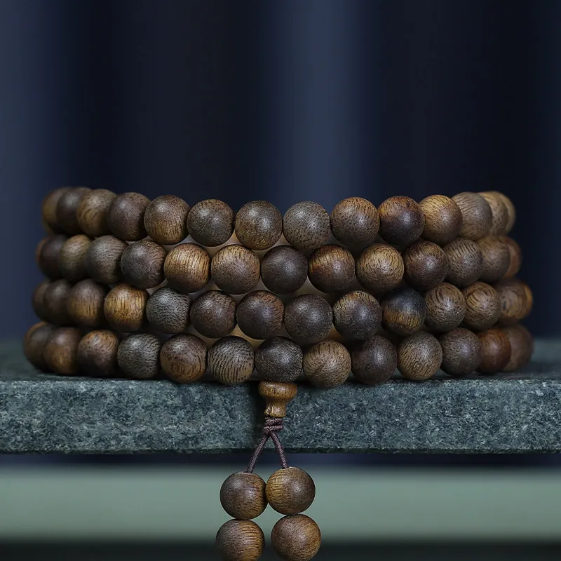 

Kalimantan Black Oil Agarwood Bracelet 2.0 Sinking Old Material Buddhist Beads 108 Prayer Beads for Men Women Gifts