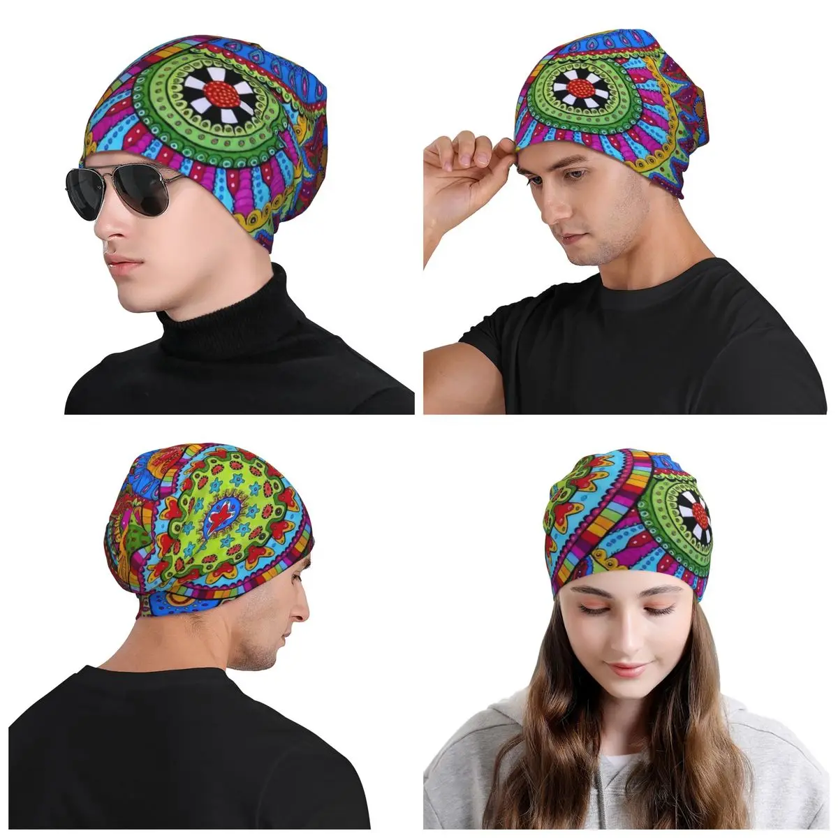 Mandala Flower Deanfun Colorful Skullies Beanies Caps Unisex Winter Warm Knitted Hat Cool Adult Bonnet Hats Outdoor Ski Cap