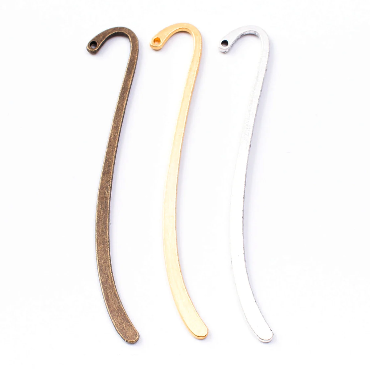 60Pcs Bookmarks Marque De Page With Loop Metal Smooth For Book Reading Jewelry DIY Making Accesories 86x14mm