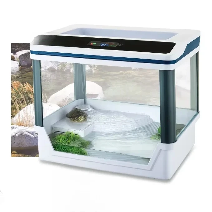 Square Glass Terrarium Tortoise Turtle Tank Lighting 5W Power Outdoor Desktop Use Box Aquarium Accessories