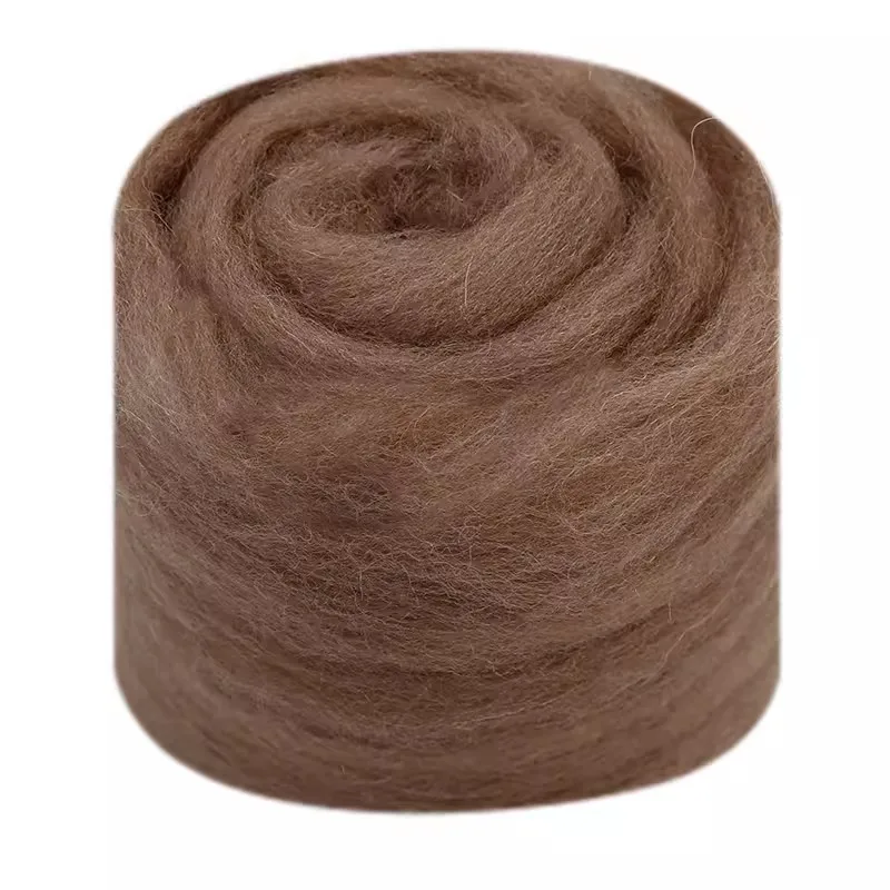 Brown Anima Wool Roving Yarn Fiber Roving Wool Top Pure Wool Chunky Yarn Spinning Wool Roving for Needle Felting Wet DIY Hand