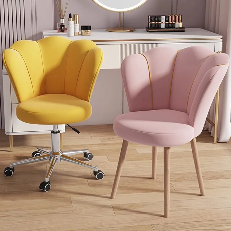 

High Back Comfy Makeup Stool Girls Bedroom Luxury Pouf Nordic Mobile Vanity Chair Design Chaise Lazy Sillas Minimal Furniture