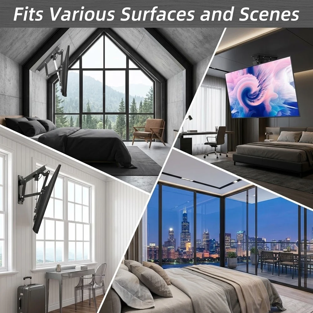 Motorized Flip up TV Mount Telescopic TV Ceiling Mount with Auto Lift Bracket with Remote for LED TV Wall Mount Furniture