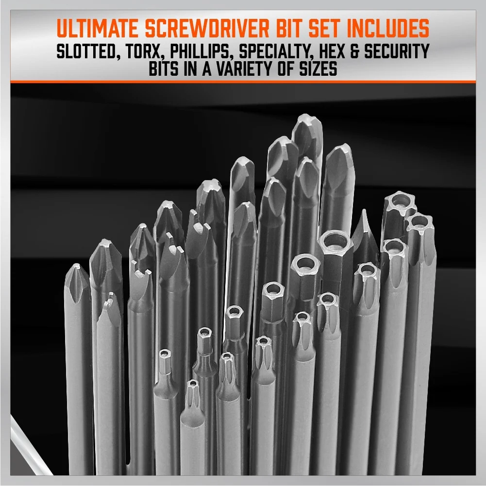 32 Piece Extra Long Screwdriver Bit Set with Slotted Torx Phillips Hex Security Bits and Quick Change Holder for Power Driver