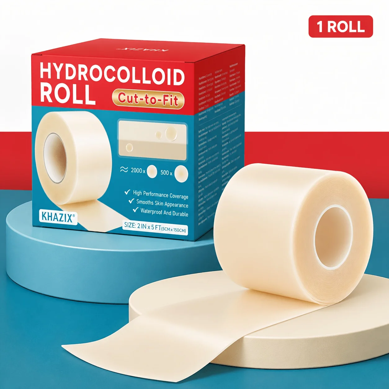 1roll Self-adhesive water-based colloid acne patch roll, anti-stain, reduces friction, water-resistant and breathable.