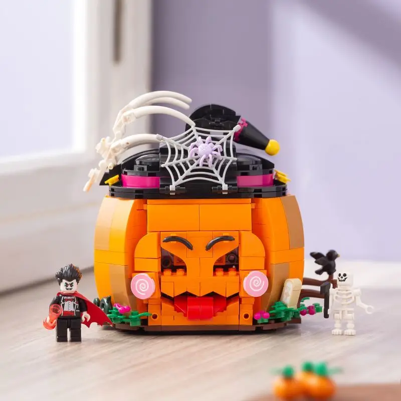 New LOZ Building Blocks Originality Pumpkin House Halloween Carriage Street View Decoration Model Children\'s Toys Birthday Gift