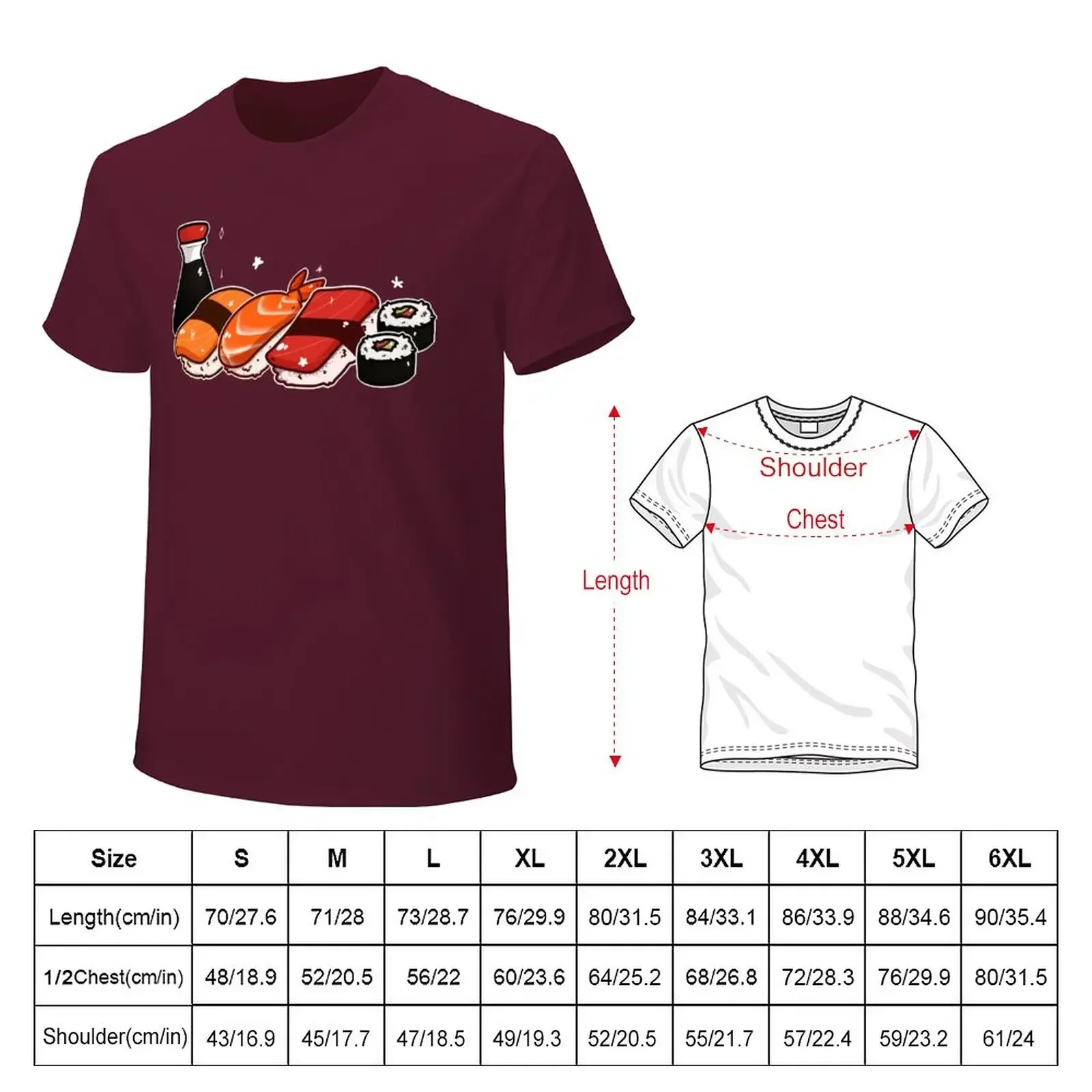 L'heure du sushi! T-shirt imprimé animal pour garçons, vêtements esthétiques pour hommes