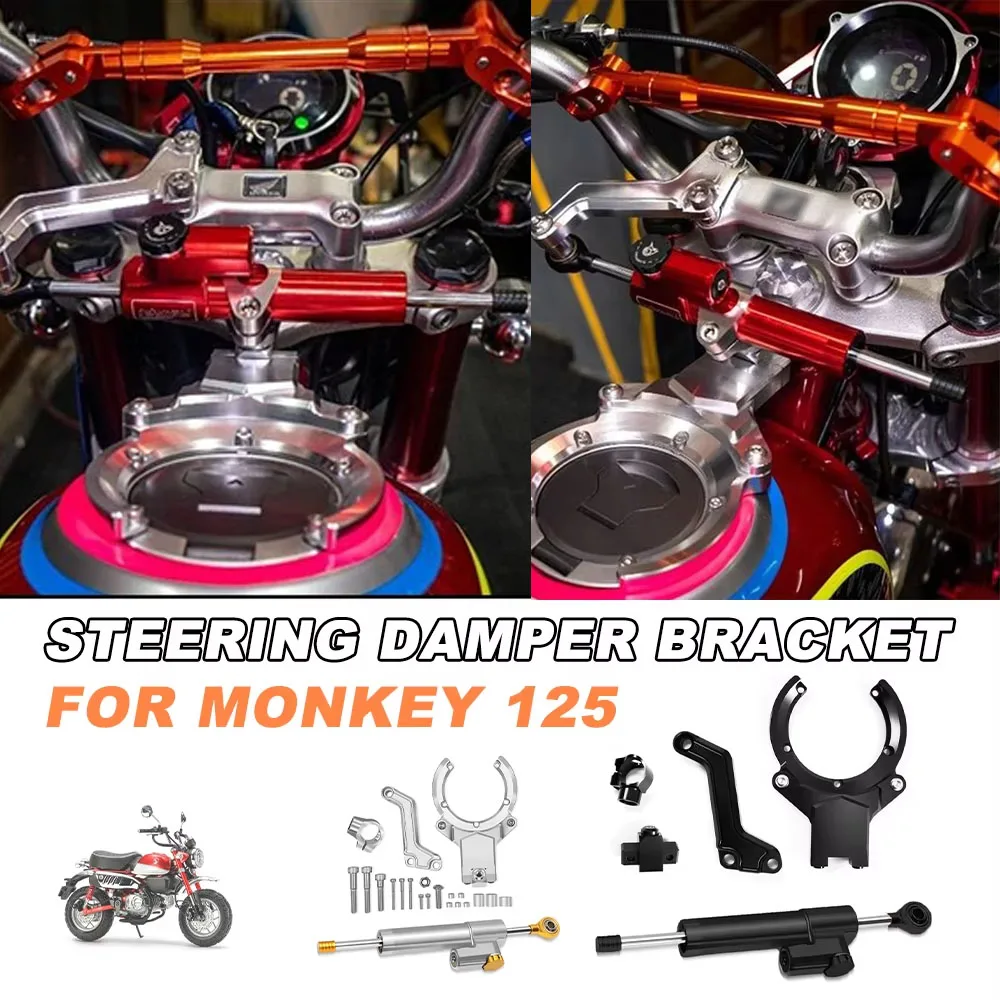

New Motorcycle Steering Damper Stabilize Dampers Bracket Mounting Kit For Honda Monkey 125 monkey125 2018-2024