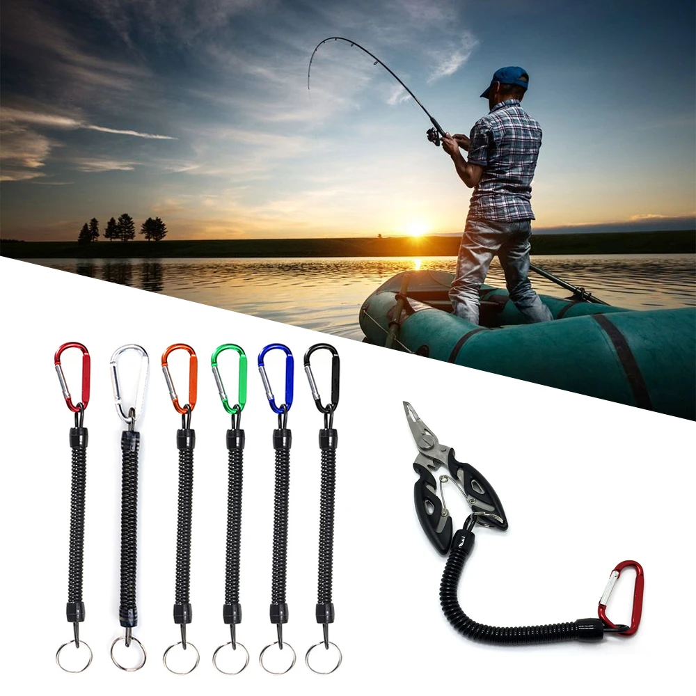 

Fishing Retention Rope TPU Telescopic Guard Spring Rope Lure Pliers Thread Cutter Anti-lost Fishing Accessories With Carabiner