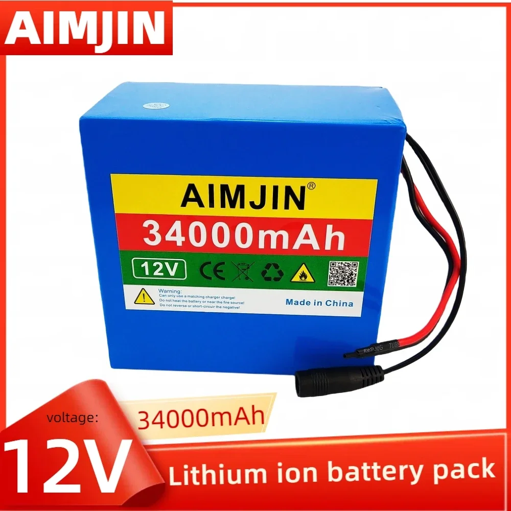 3S12P 12V 34Ah 34000mAh Rechargeable Li-Ion Battery, For LED Lamp Light Backup Power