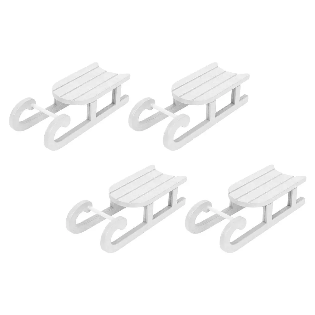 

4Pcs Christmas Sleigh Adornment Fine Workmanship Desktop Decoration White Sled Ornament Xmas Sleigh Ornament