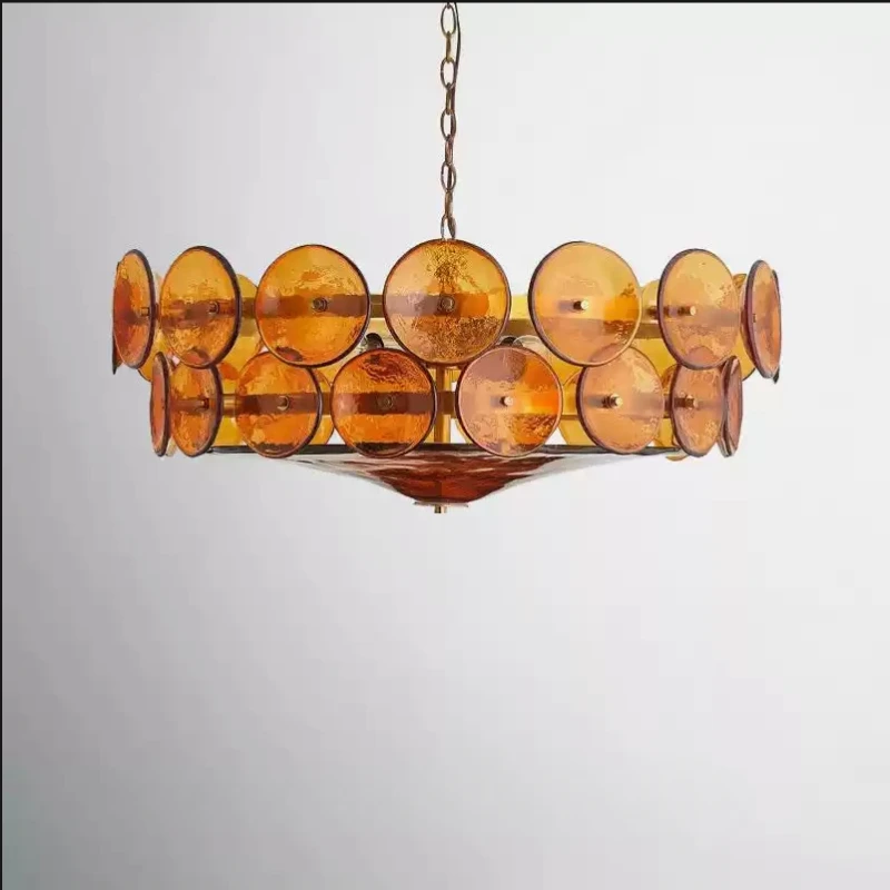 

Glass Art Amber Green White E14 LED Retro Ceiling Chandelier Lighting Hanging Lamps Suspension Luminaire Lampen for Living Room