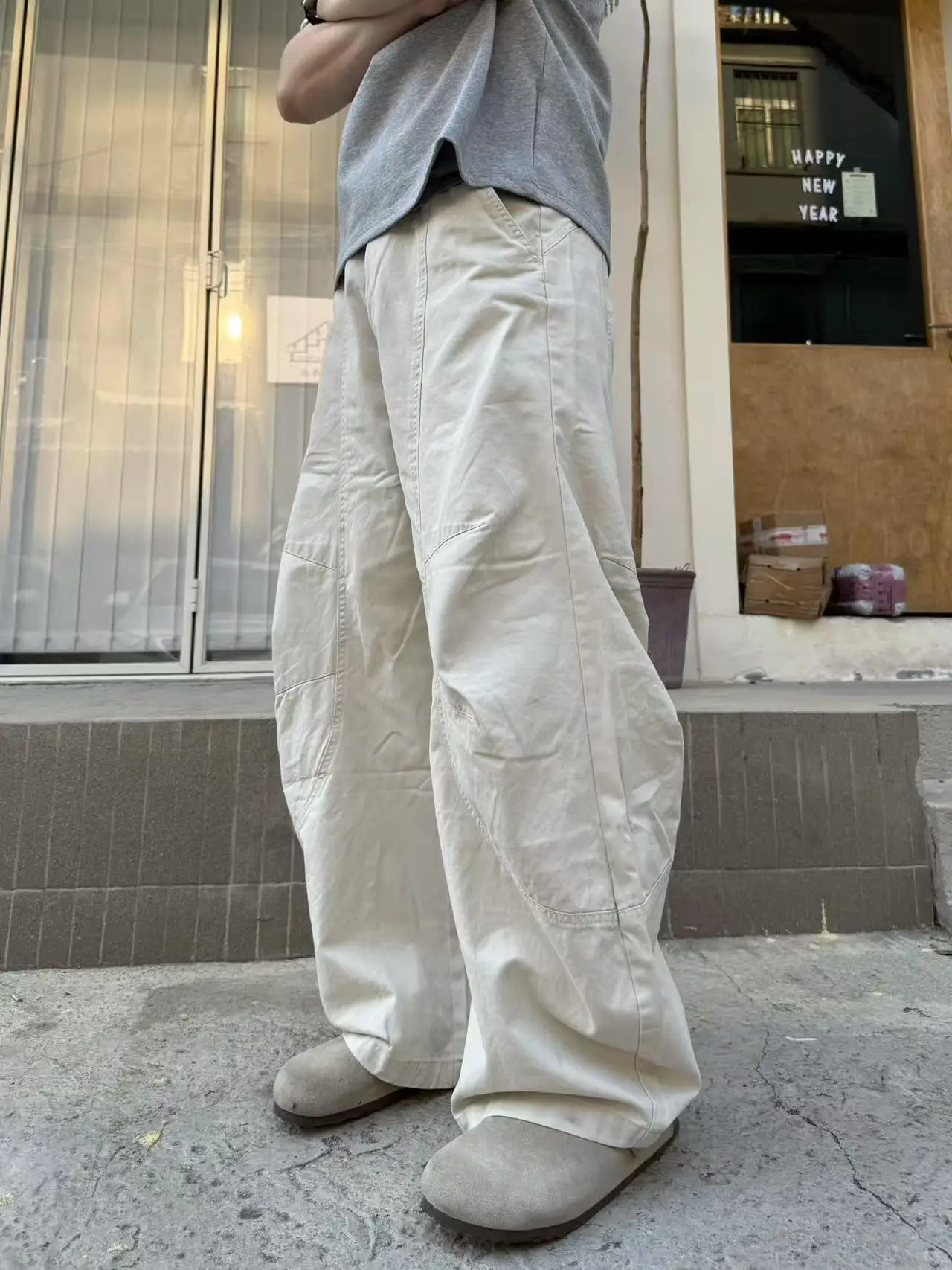 

American Sle Vintage High Street Loose Wide Leg Pants Casual Clean Fit Men Women Autumn Winter Slimming Trousers