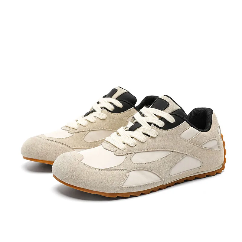 

Lovers Sneakers Cow suede Casual Shoes Women Men Lace Up Round Toe Flats Non Slip Comfort Concise Mixed Color Walking Shoes