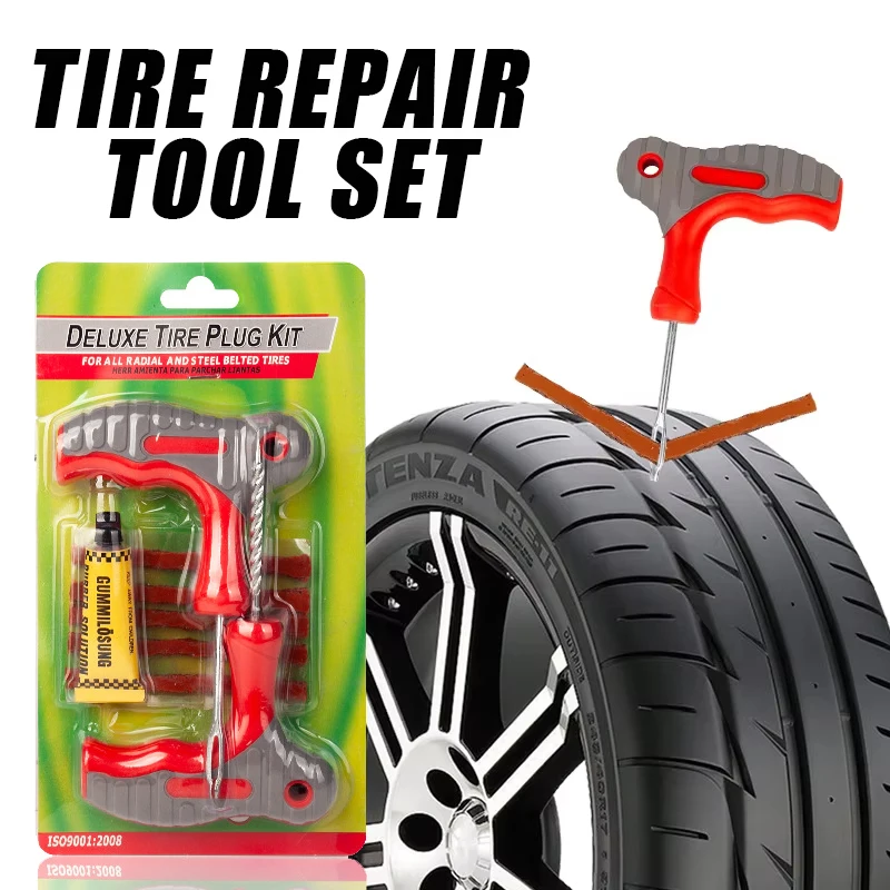 

Auto Tire Repair Kit Vacuum Tire Emergency Repair Kit Rubber Strip Glue Motorcycle Bicycle Tire Repair Tools