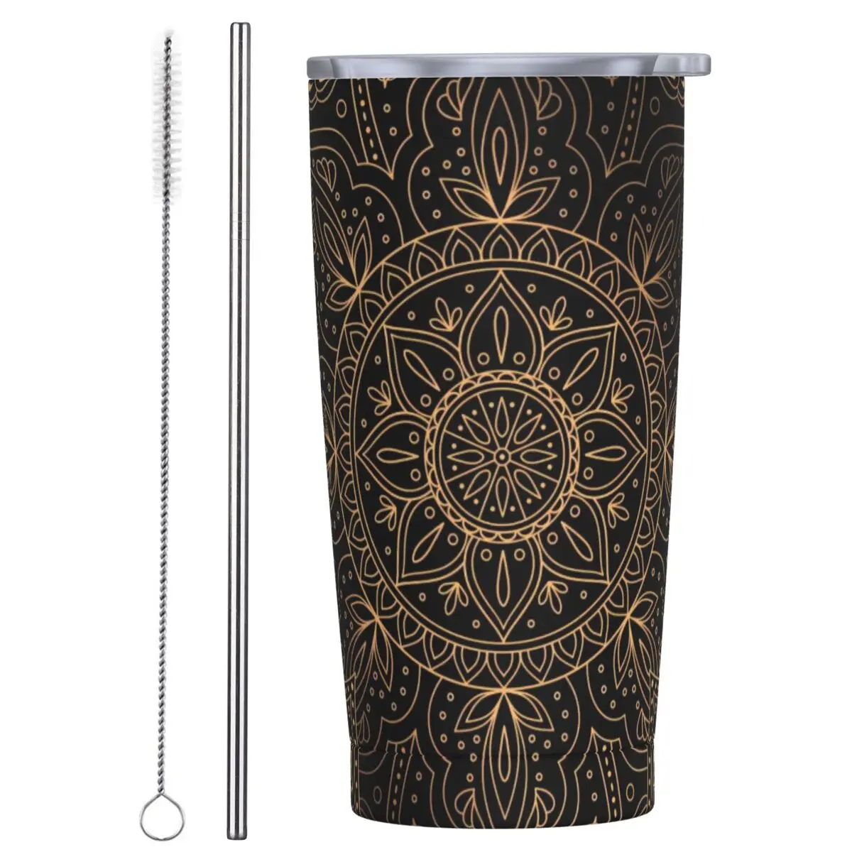

Stainless Steel Tumbler Gold Paisley Mugs Cup Mandala Print Travelist Cold Drink Water Bottle Heat Preservation Thermal Mug