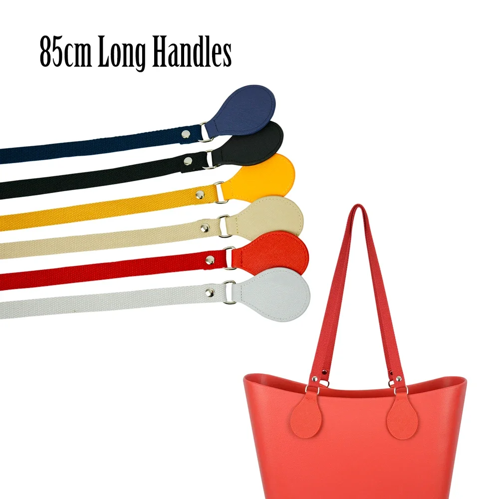 2022 New Long Thicken Polyester Cotton Flat Handles With Faux Leather PU Drop End with Silver Rivet for OBag for EVA O Bag